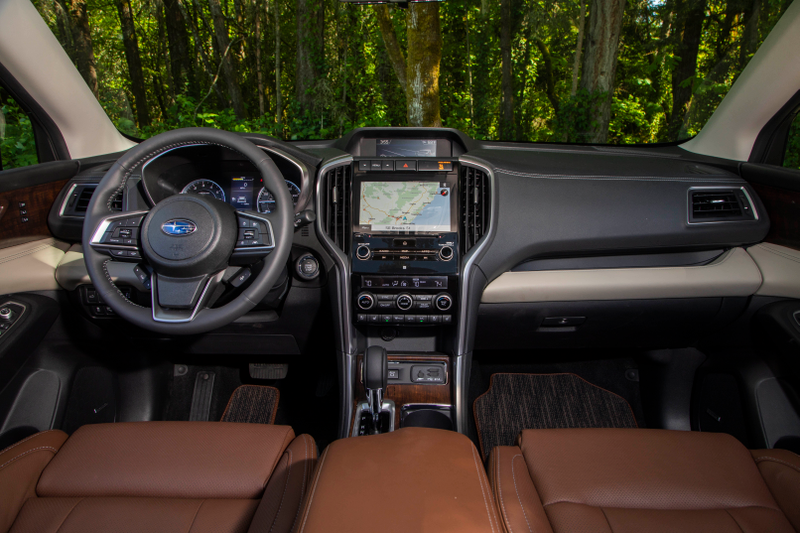 A 180-degree front-view camera appears on that little screen above the nav unit in the Touring trim I tested.